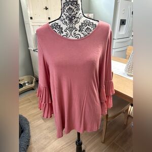 Liz Claiborne Dusty Rose Ruffle Sleeve top